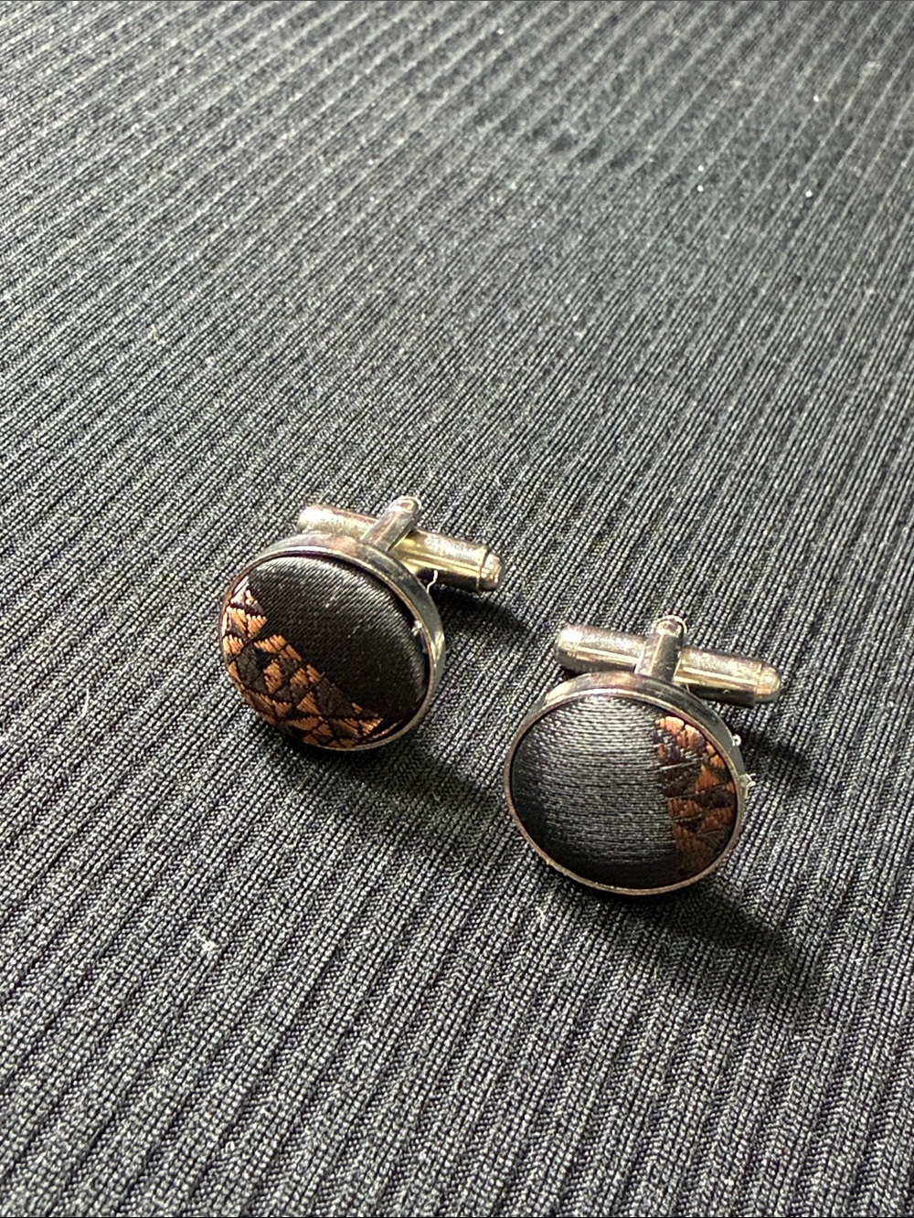 Black and Copper Round Cufflinks - Men Accessories